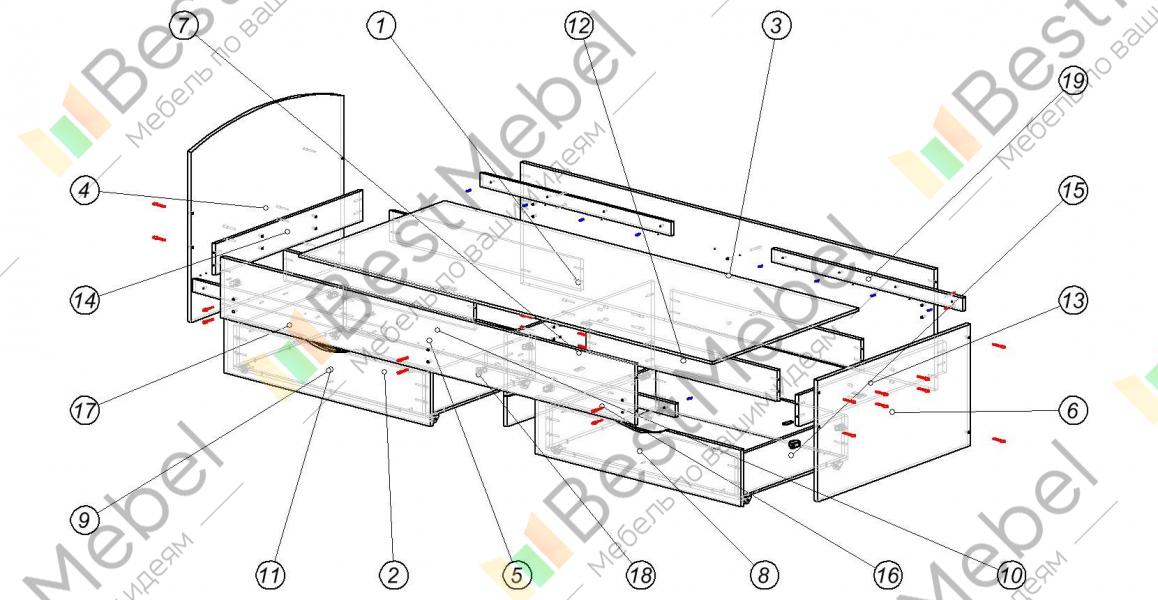 Кровать сакура с ящиками схема сборки