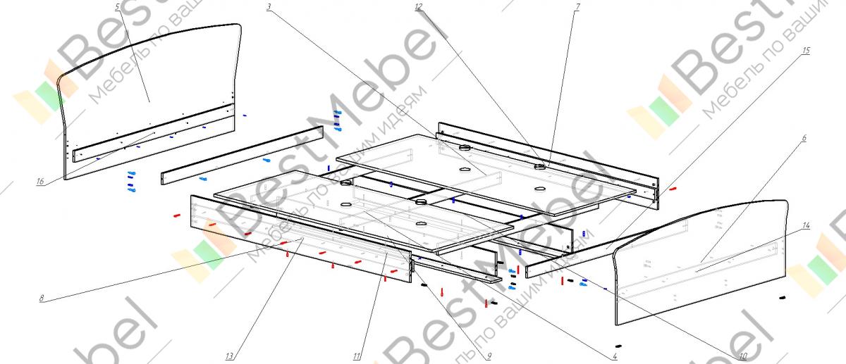 Схема сборки кровати камелия