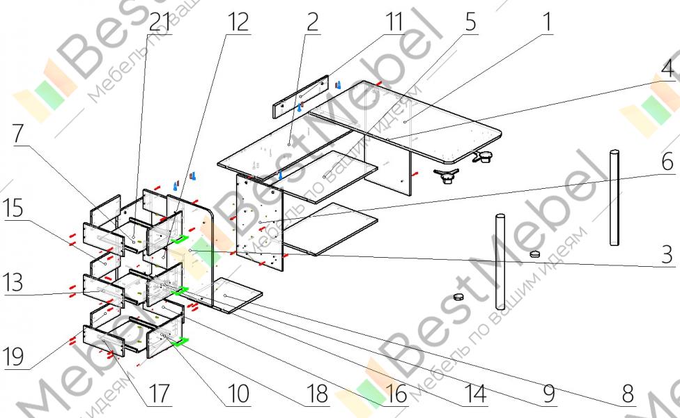 Компьютерный стол ск 17 схема сборки